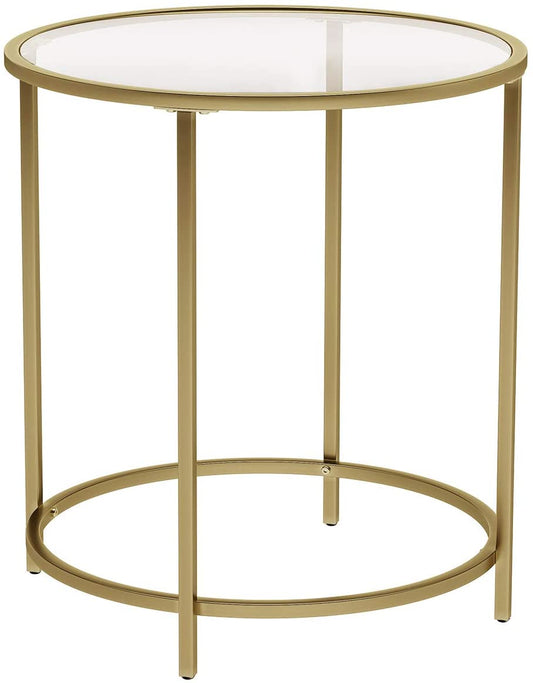Gold Round Side Table with Golden Metal Frame Robust and Stable V178-11710
