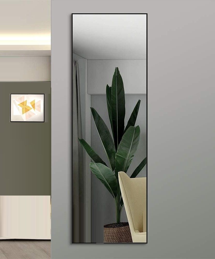 Full-Length Mirror Long Standing for Bedroom and Bathroom (106 x 35 cm, Black) V178-12098