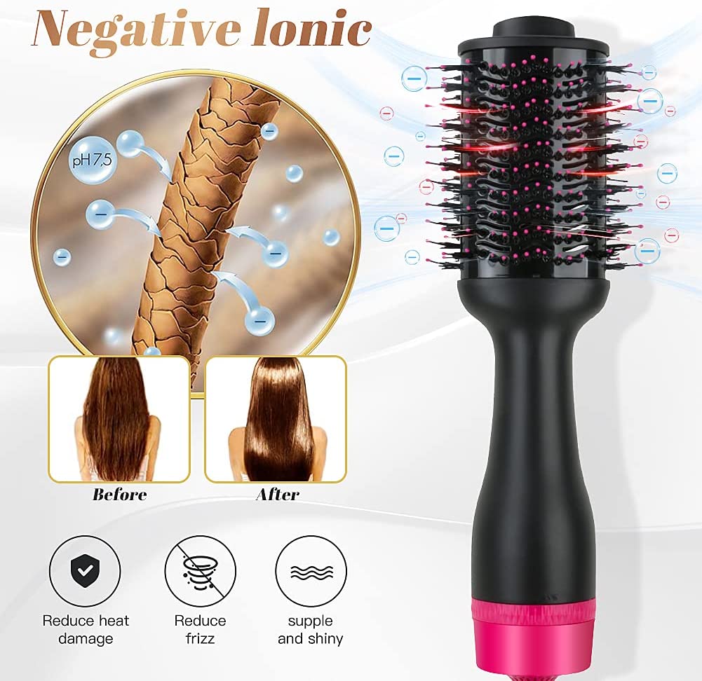 Hot Air One-Step Hair Dryer Negative Ion Anti-Frizz Blowout for Drying,Straightening, Curling and Volumizer V178-12120