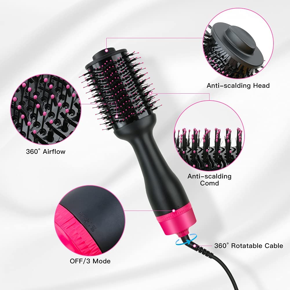 Hot Air One-Step Hair Dryer Negative Ion Anti-Frizz Blowout for Drying,Straightening, Curling and Volumizer V178-12120