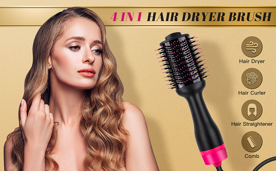 Hot Air One-Step Hair Dryer Negative Ion Anti-Frizz Blowout for Drying,Straightening, Curling and Volumizer V178-12120