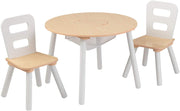 Round Table and 2 Chair Set for children (White Natural) V178-12366