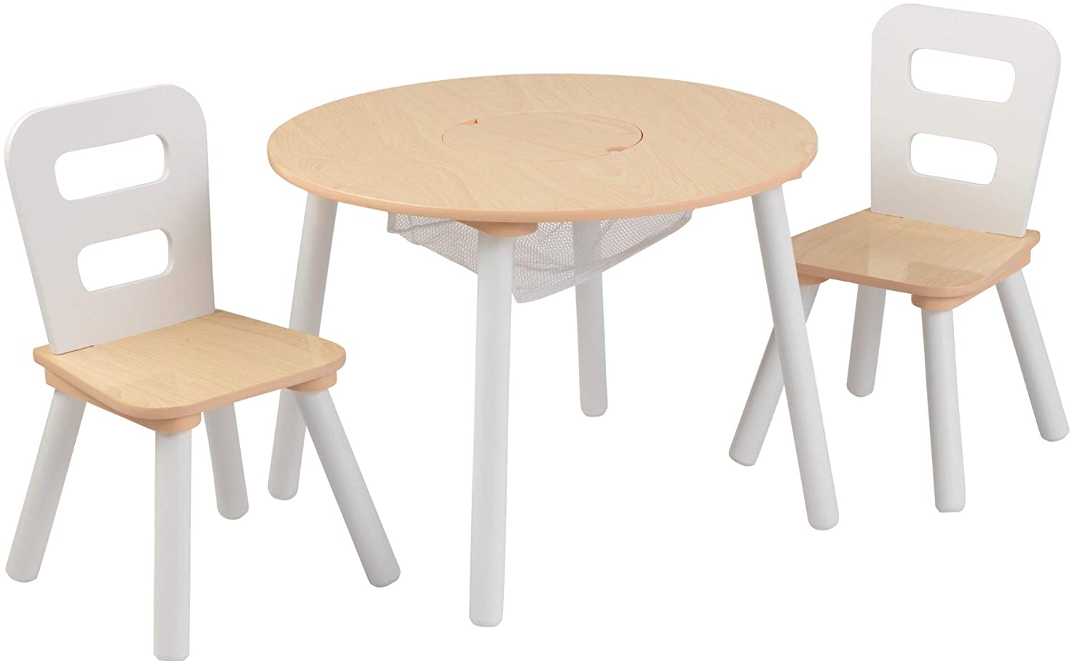 Round Table and 2 Chair Set for children (White Natural) V178-12366