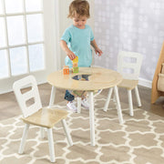 Round Table and 2 Chair Set for children (White Natural) V178-12366