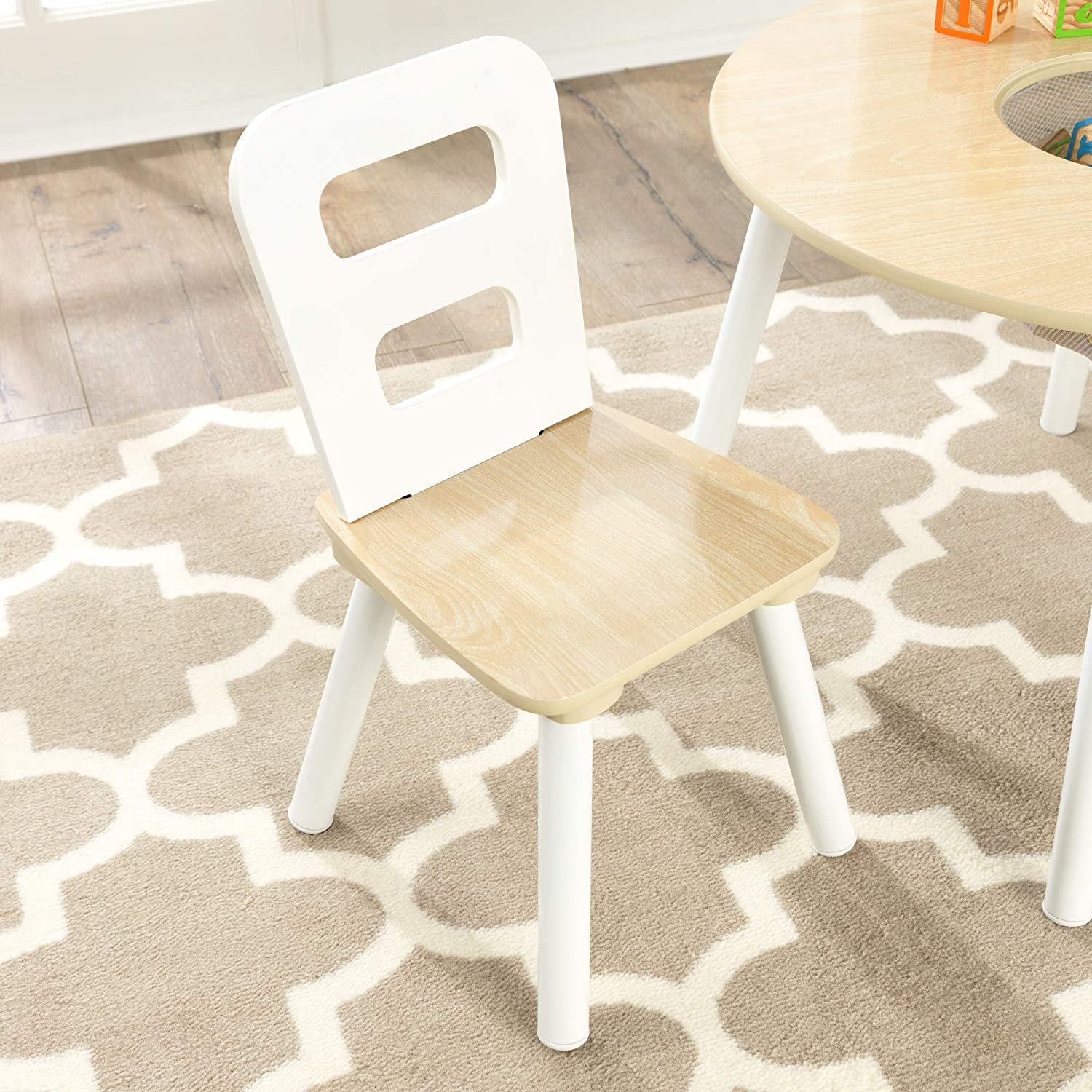 Round Table and 2 Chair Set for children (White Natural) V178-12366
