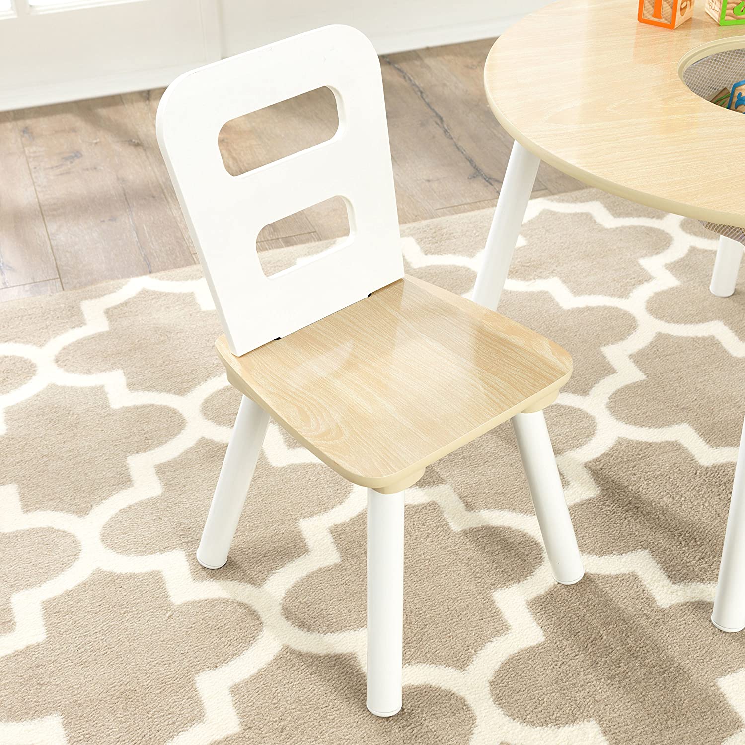 Round Table and 2 Chair Set for children (White Natural) V178-12366