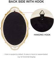 Oval Antique Gold 25 x 38 cm Vintage Carved Hanging Wall Mirror for Bedroom and Living-Room V178-12658