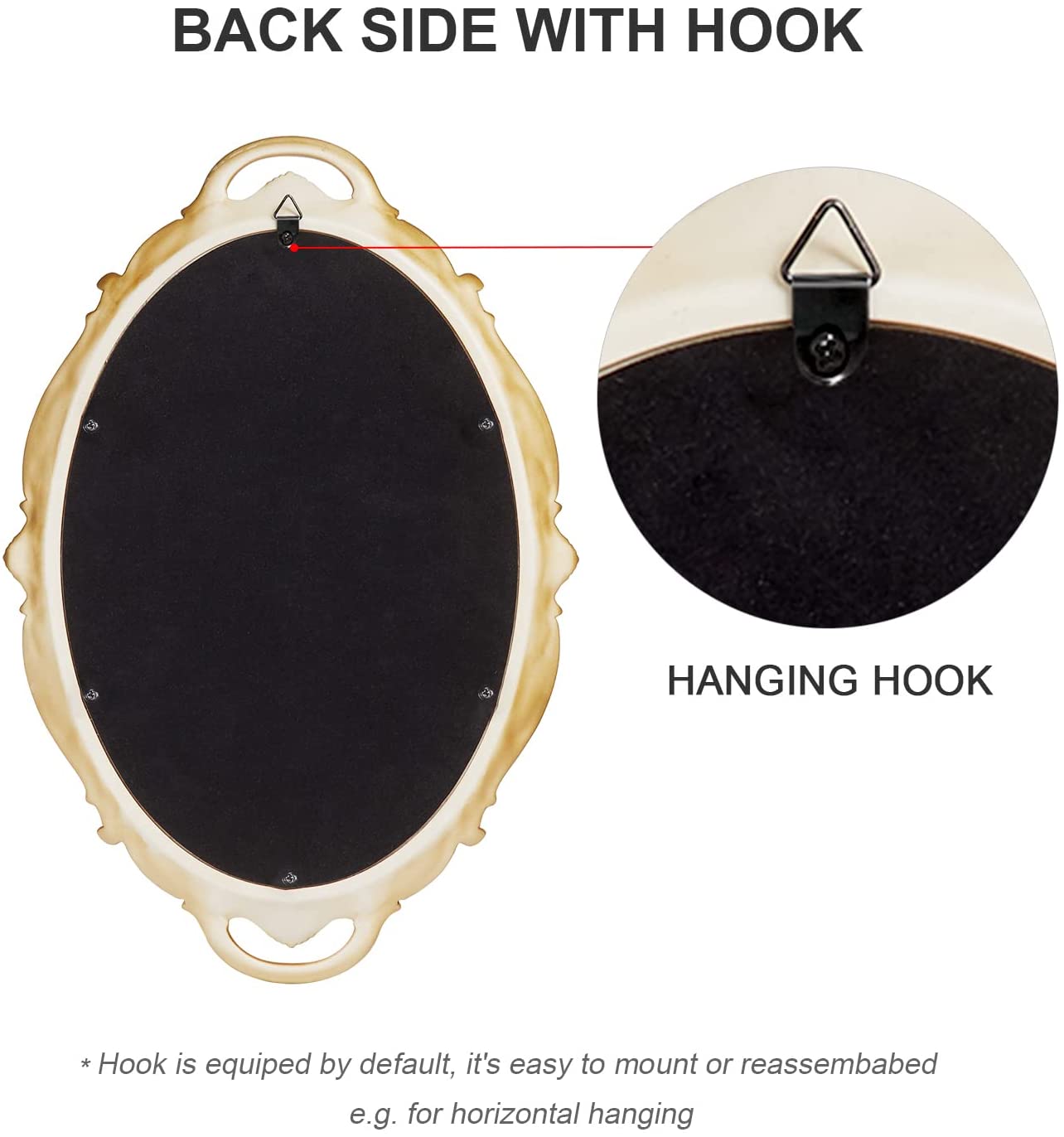 Oval Antique Gold 25 x 38 cm Vintage Carved Hanging Wall Mirror for Bedroom and Living-Room V178-12658