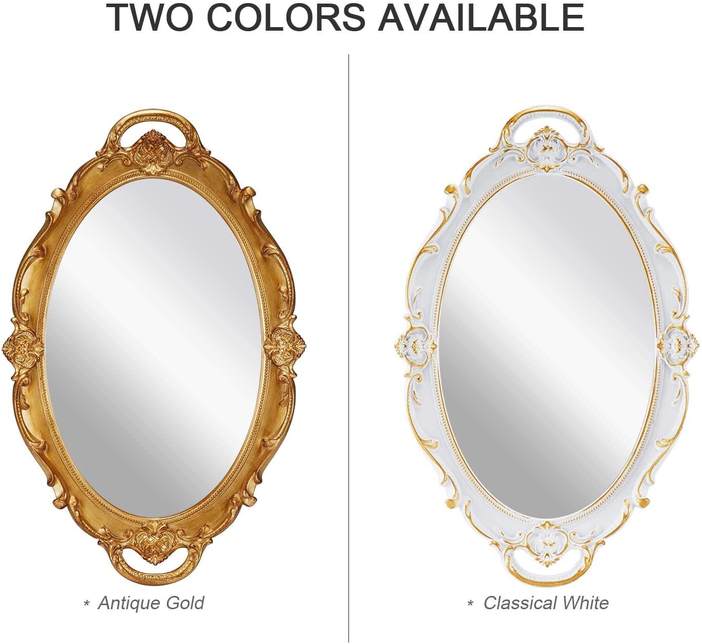 Oval Antique Gold 25 x 38 cm Vintage Carved Hanging Wall Mirror for Bedroom and Living-Room V178-12658