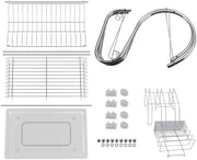 2 Tier Dish Rack with Drain Board for Kitchen Counter and Plated Chrome Dish Dryer Silver 42 x 25,5 x 38 cm V178-12689