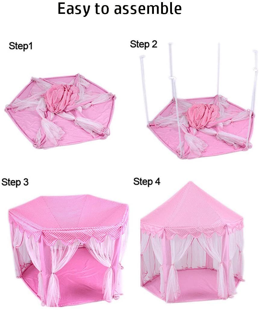 Princess Indoor Playhouse Toy Play Tent for Kids Toddlers with Mat Floor and Carry Bag (Pink) V178-12755