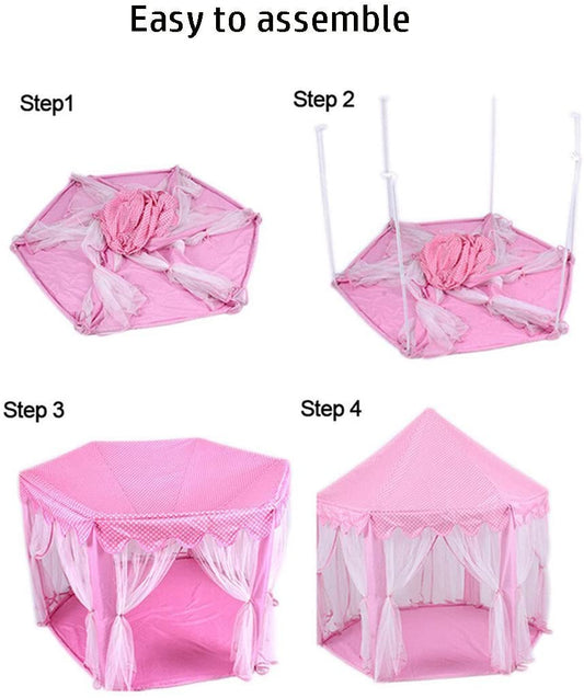 Princess Indoor Playhouse Toy Play Tent for Kids Toddlers with Mat Floor and Carry Bag (Pink) V178-12755