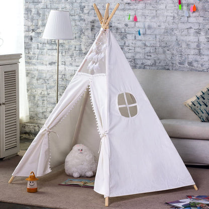 5 Poles Giant Kids Teepee Tent (Natural Canvas) V178-12762