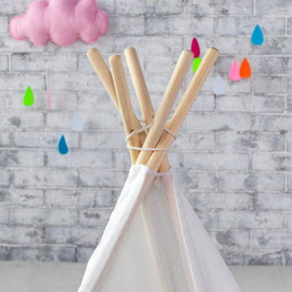 5 Poles Giant Kids Teepee Tent (Natural Canvas) V178-12762