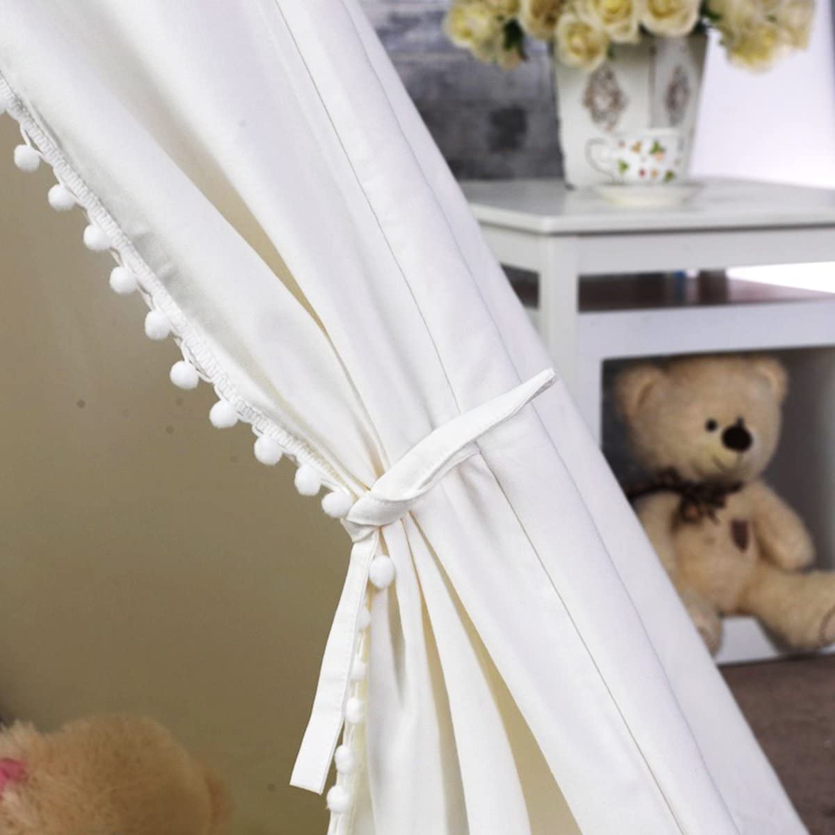 5 Poles Giant Kids Teepee Tent (Natural Canvas) V178-12762