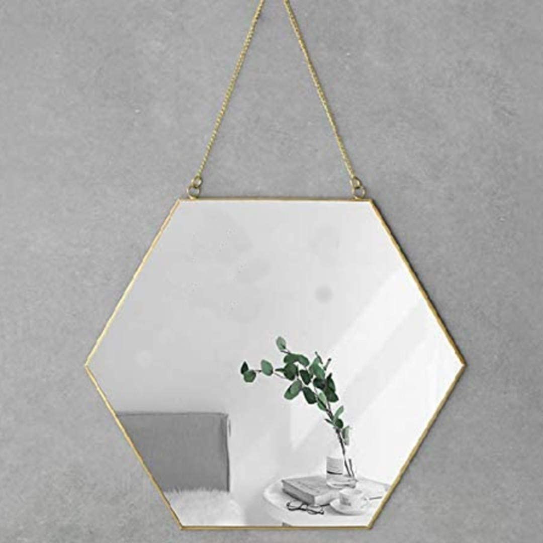 Hexagon Hanging Wall Mirror Decor (Gold Color) V178-12885