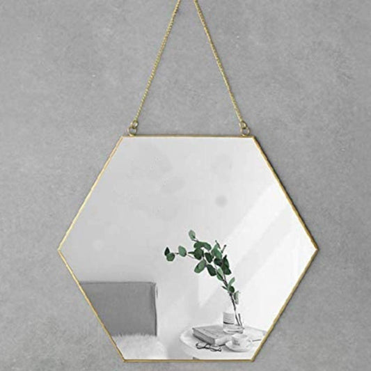 Hexagon Hanging Wall Mirror Decor (Gold Color) V178-12885