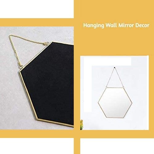 Hexagon Hanging Wall Mirror Decor (Gold Color) V178-12885