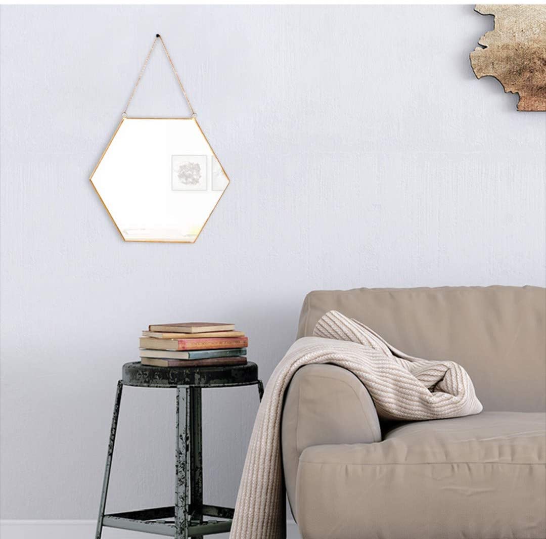 Hexagon Hanging Wall Mirror Decor (Gold Color) V178-12885