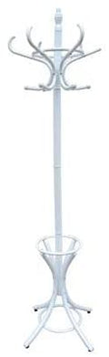 White Coat Rack with Stand Wooden Hat and 12 Hooks Hanger Walnut tree V178-13372