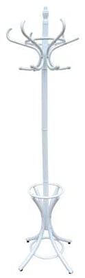 White Coat Rack with Stand Wooden Hat and 12 Hooks Hanger Walnut tree V178-13372