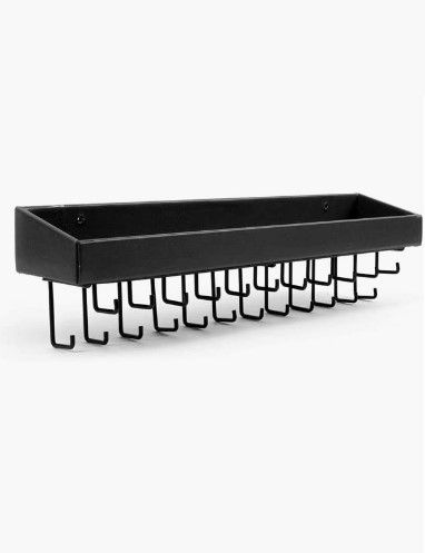 Wall Mount Hanging Jewellery Organiser Holder with 23 Hooks (Black) V178-13419