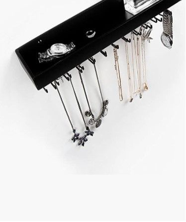 Wall Mount Hanging Jewellery Organiser Holder with 23 Hooks (Black) V178-13419