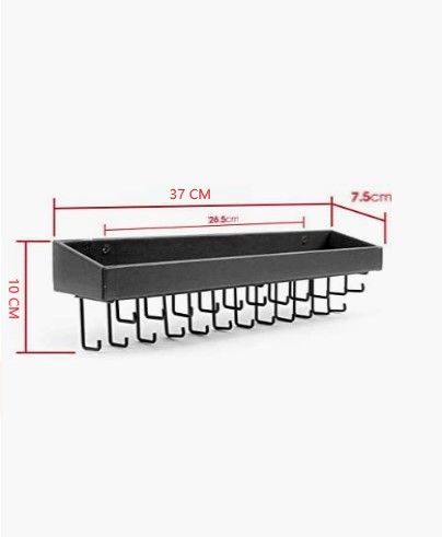Wall Mount Hanging Jewellery Organiser Holder with 23 Hooks (Black) V178-13419