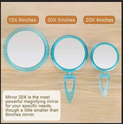 20X Magnifying Hand Mirror Two Sided Use for Makeup Application, Tweezing, and Blackhead/Blemish Removal V178-14421