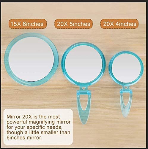20X Magnifying Hand Mirror Two Sided Use for Makeup Application, Tweezing, and Blackhead/Blemish Removal V178-14421