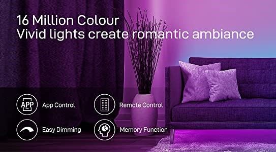 12M LED Strip Lights Rope Light for Bedroom and Home (5050 Lights Strip App with Remote Control) V178-14605