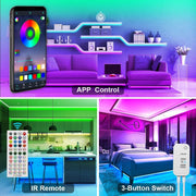 12M LED Strip Lights Rope Light for Bedroom and Home (5050 Lights Strip App with Remote Control) V178-14605