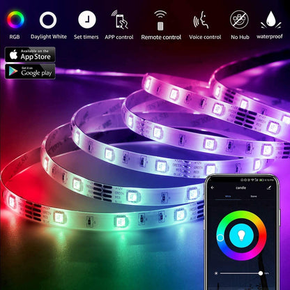 12M LED Strip Lights Rope Light for Bedroom and Home (5050 Lights Strip App with Remote Control) V178-14605