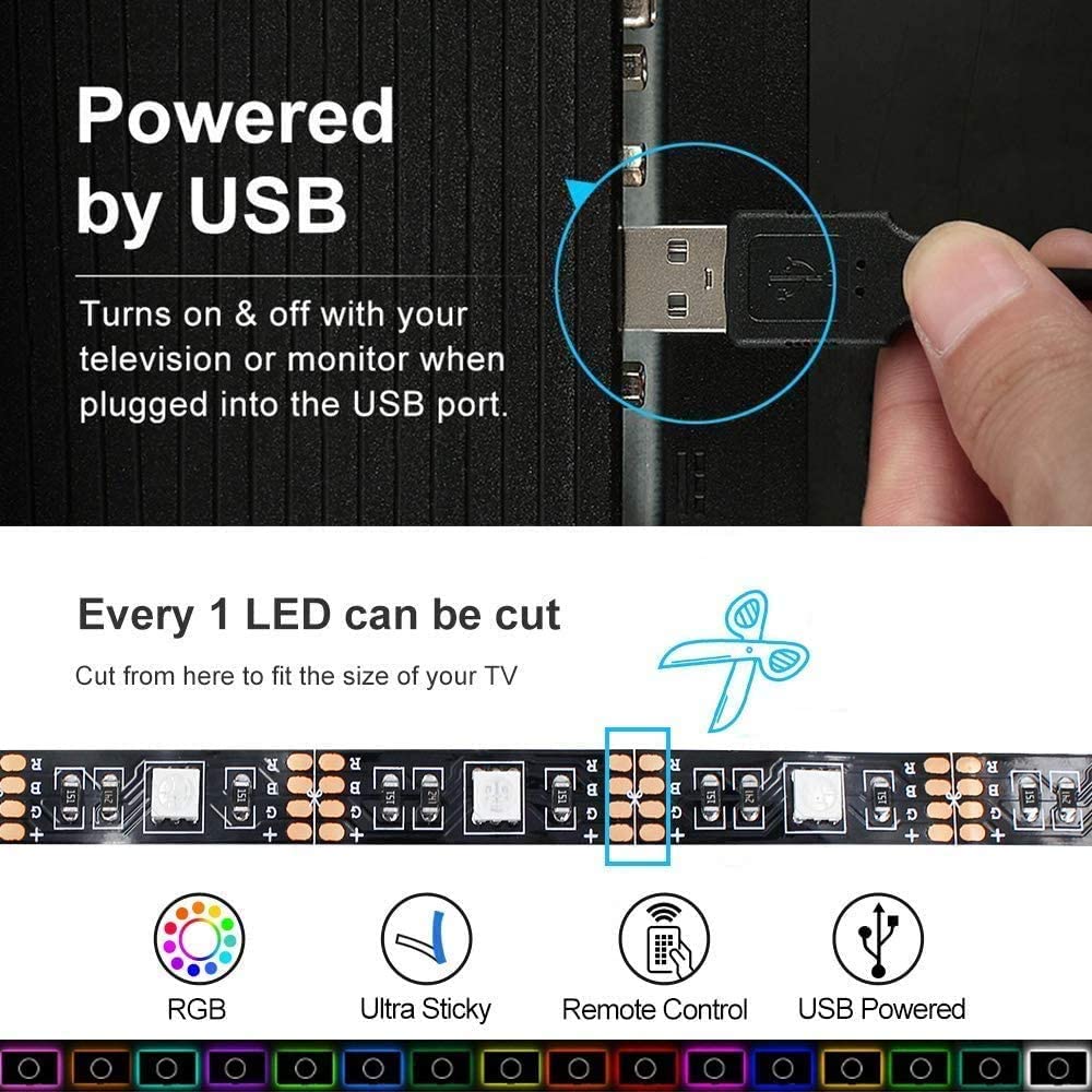 3M LED Strip Lights Rope Light for TV, Gaming and Computer (Lights Strip App with Remote Control) V178-14629