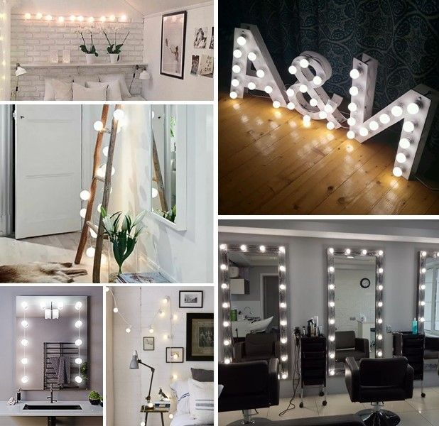 Hollywood Vanity Style LED Makeup Lights Mirror with 3 Color Modes Lights with 10 Dimmable Bulbs (Mirror Not V178-14674