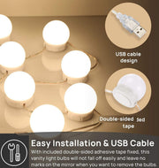 Hollywood Vanity Style LED Makeup Lights Mirror with 3 Color Modes Lights with 10 Dimmable Bulbs (Mirror Not V178-14674