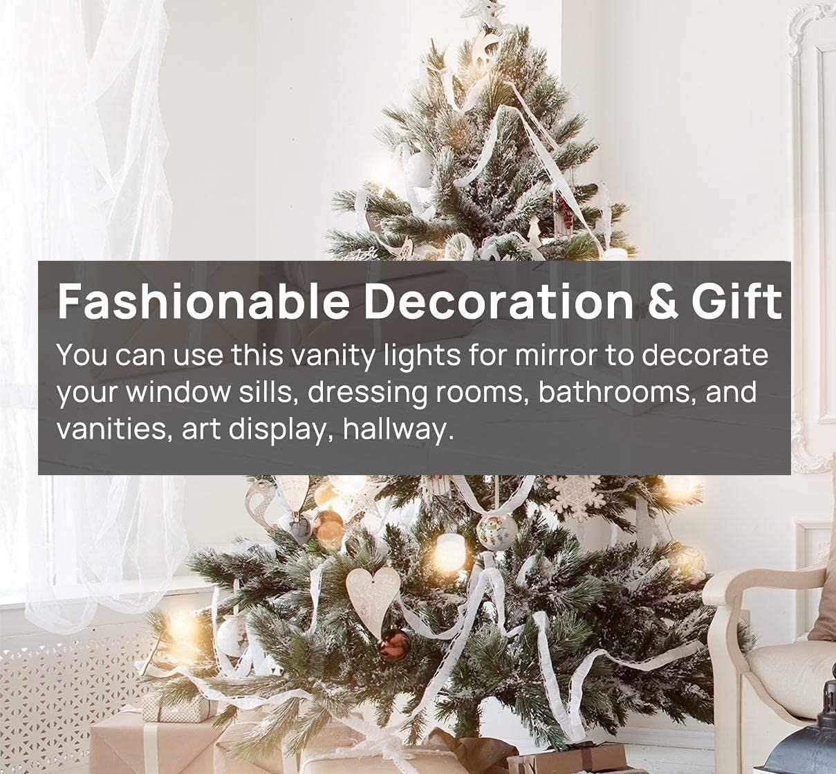 Hollywood Vanity Style LED Makeup Lights Mirror with 3 Color Modes Lights with 10 Dimmable Bulbs (Mirror Not V178-14674