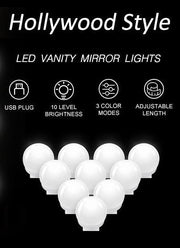 Hollywood Vanity Style LED Makeup Lights Mirror with 3 Color Modes Lights with 10 Dimmable Bulbs (Mirror Not V178-14674