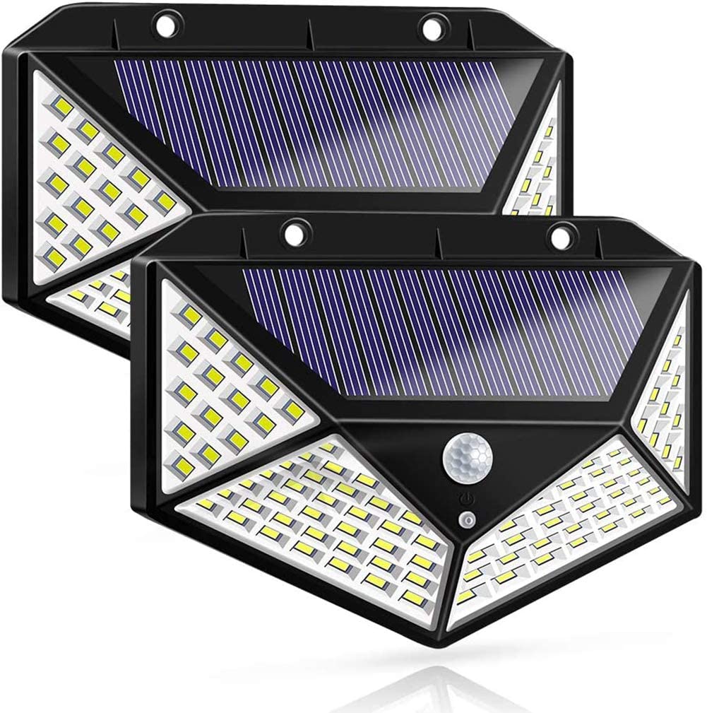 100 Waterproof LED Motion Sensor Solar Security Lights Outdoor (2pack) V178-14681