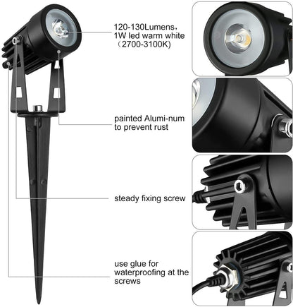 3 x LED Spotlights Powered Solar Garden Lights Outdoor Waterproof (Warm White) V178-14711