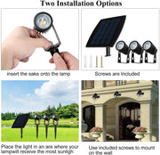 3 x LED Spotlights Powered Solar Garden Lights Outdoor Waterproof (Warm White) V178-14711
