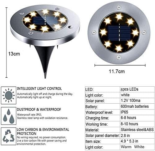 8 Pack LED Solar Pathway Lights Outdoor Solar Ground Lights (Warm White) V178-14728