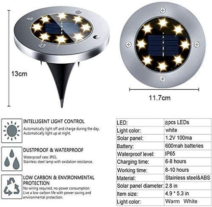 8 Pack LED Solar Pathway Lights Outdoor Solar Ground Lights (Warm White) V178-14728