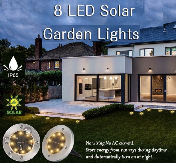 8 Pack LED Solar Pathway Lights Outdoor Solar Ground Lights (Warm White) V178-14728