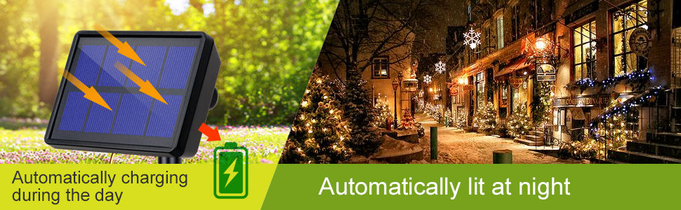 20m 200 LED Solar Powered Outdoor Lights with 8 Lighting Modes and Waterproof for Home,Garden and Decoration V178-14735
