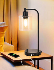 2x Pack Industrial Table Lamp with 2 USB Port for Bedside Nightstand Desk and Living Room Office (Bulb not V178-14759