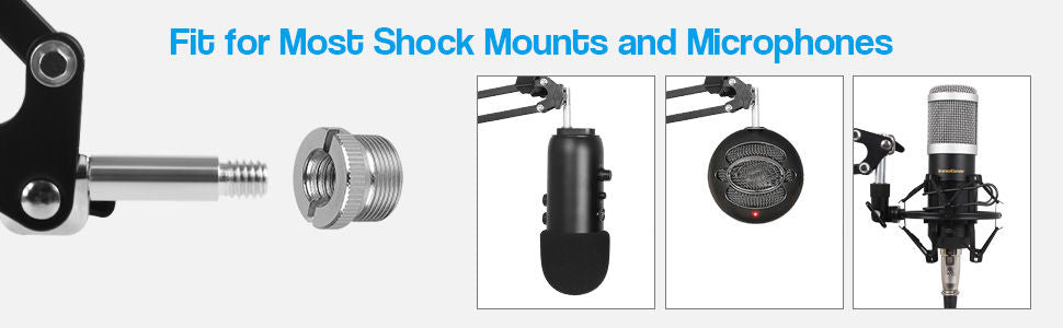 Microphone Radio Broadcasting Stand with 3/8"to 5/8" Screw Adapter and Windscreen Pop Filter V178-14766
