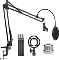 Microphone Radio Broadcasting Stand with 3/8"to 5/8" Screw Adapter and Windscreen Pop Filter V178-14766