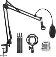 Microphone Radio Broadcasting Stand with 3/8"to 5/8" Screw Adapter and Windscreen Pop Filter V178-14766