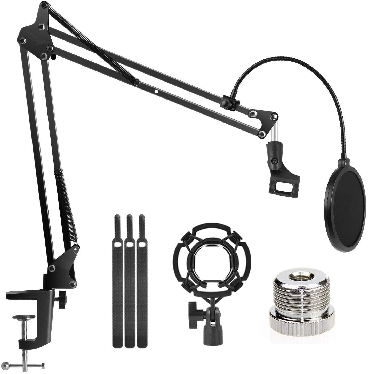 Microphone Radio Broadcasting Stand with 3/8"to 5/8" Screw Adapter and Windscreen Pop Filter V178-14766